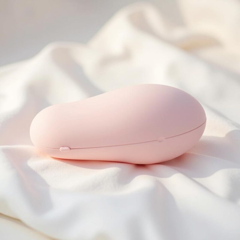 Imagen de un pequeño vibrador moderno y minimalista de color rosa claro