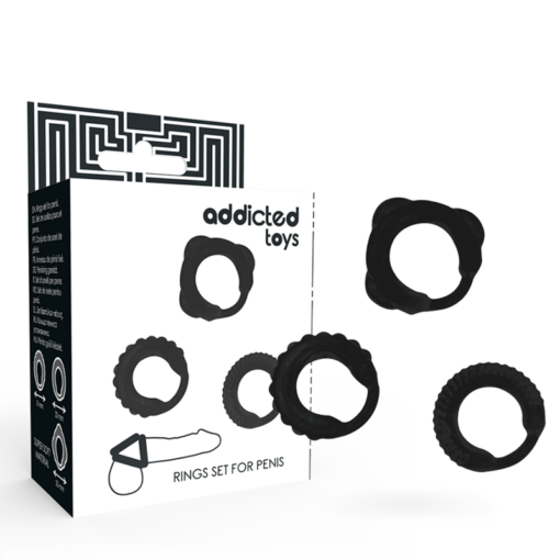 Addicted Toys  Set 3 Anillos Pene Negro