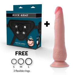 Alternative view of Rockarmy - Arnés + Dual Density Crusader Dildo Realista 21,5Cm